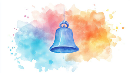 Beautiful watercolor design elements. icon contour bell