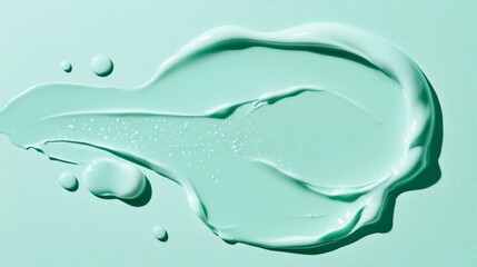 Translucent Liquid Drops Scattered on Soft Mint Green Surface