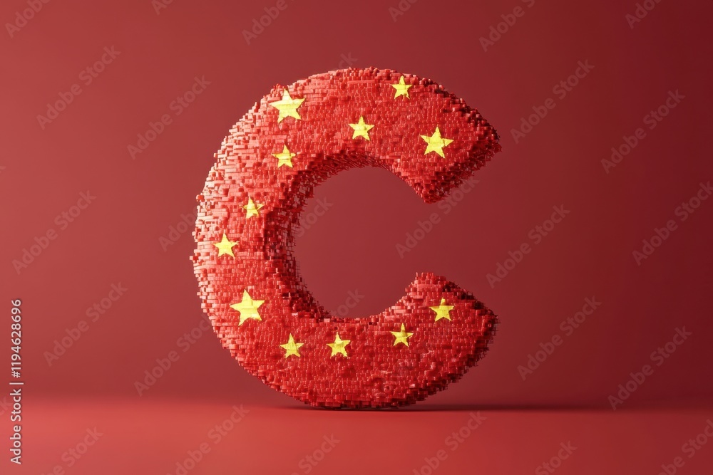 Poster a red c is shown in a red background