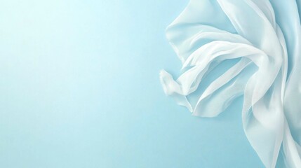 Fototapeta premium Elegant Flowing Fabric Movement Soft Blue Background Abstract Art Minimalist Design Aesthetic Viewpoint Textile Concept