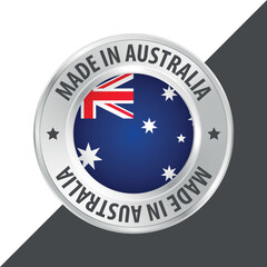Made in Australia badge logo flag sticker 3d vector illustration isolated on white