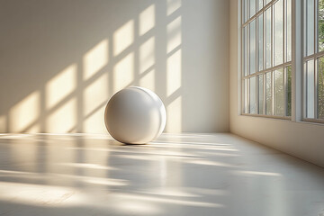 Solitary Geometric Shape: A Minimalistic Circle in White Space Representing Balance, Tranquility,...