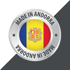 Made in Andorra badge logo flag sticker 3d vector illustration isolated on white