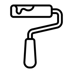 Paint Roller Vector Line Icon Design