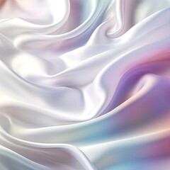 Obraz premium Smooth folds of pearlescent fabric in pastel shades of turquoise and lavender. Abstract soft texture for design and textile backgrounds