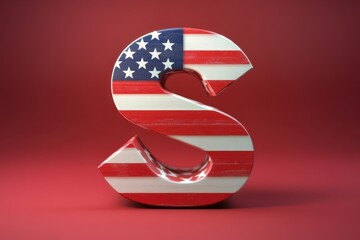 The image is a close up of the letter S in the shape of an American flag