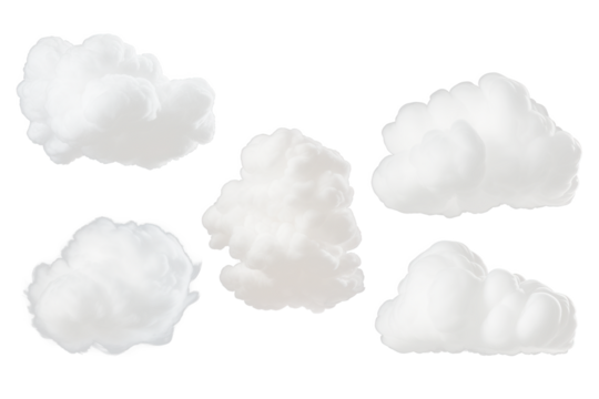 Fluffy cloud collection sky nature bright atmosphere aerial view serenity on Transparent background