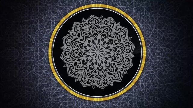 Black and gold mandalas background,Transforming ornamental vintage background. Abstract footage in Art Nouveau style. Round mandala pattern. Seamless loop footage