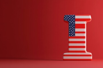 A red background with a large American flag on it