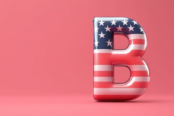 The letter B is made out of American flags and stars