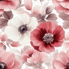 Fototapeta premium Elegant Watercolor Floral Pattern with Soft Pastel Colors and Delicate Design Ideal for Home Decor and Fashion Applications