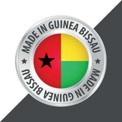 Made in Guinea Bissau badge logo flag sticker 3d vector illustration isolated on white