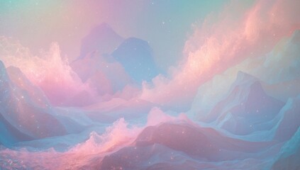 Colorful abstract art depicting a dreamy formation with pastel tones, creating a surreal and tranquil motif