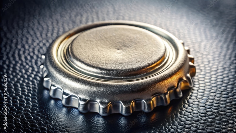 Aufkleber close-up of a metallic bottle cap on a textured surface