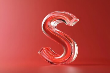 Naklejka premium A clear letter S is sitting on a dark surface