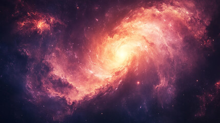 Obraz premium Swirling galaxy with vibrant colors illuminated by stars and cosmic dust