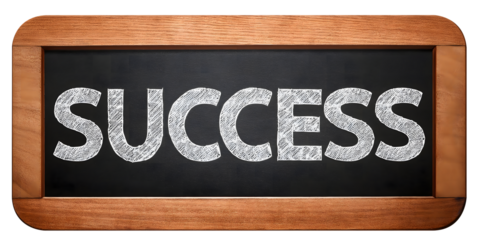 Success: A Powerful Motivational Concept on a Blackboard transparent background