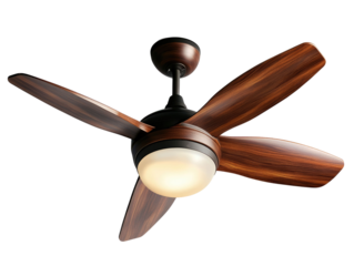 ceiling fan with light product isolated on transparent background.