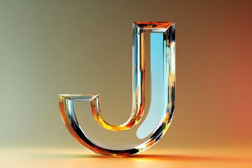 A glass letter J is sitting on a table