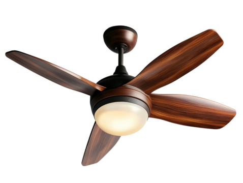 ceiling fan with light product isolated on transparent background.