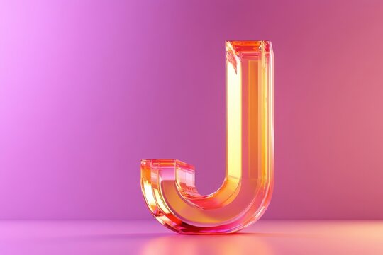 A glass letter J is sitting on a table