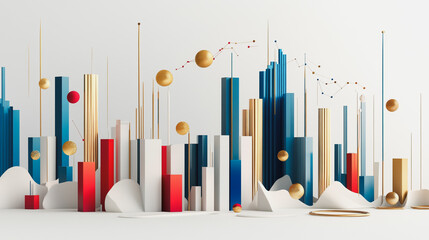 Abstract white background with Colorful charts and graphs with statistics to innovative analyze business potential and forecast future development of companies growth.