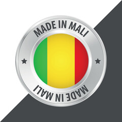 Fototapeta premium Made in Mali badge logo flag sticker 3d vector illustration isolated on white