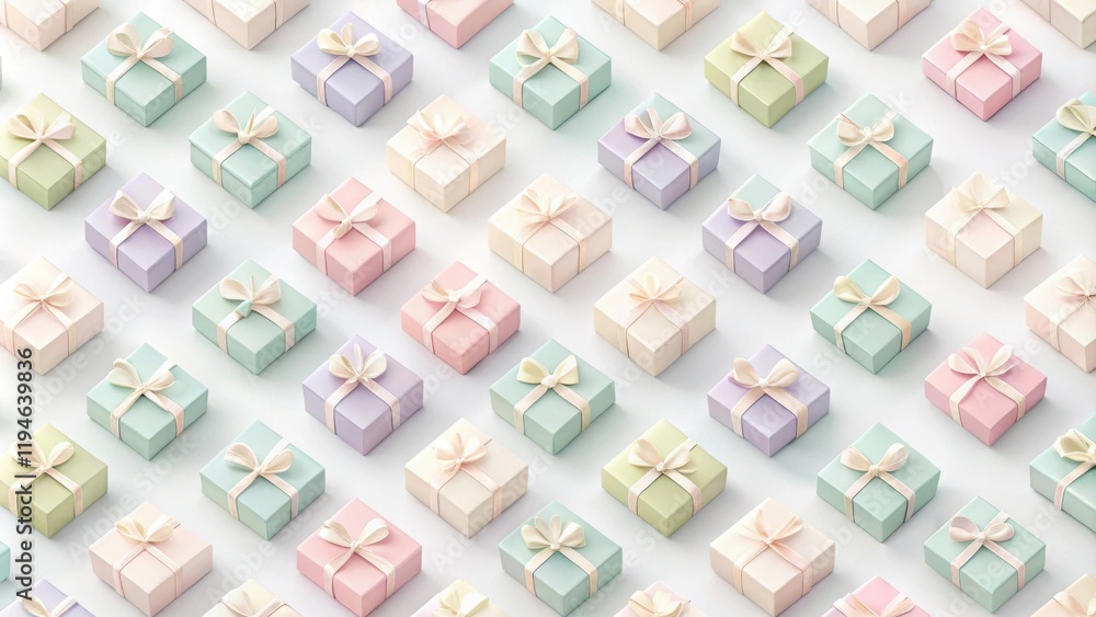 Poster pastel presents arranged in a repetitive pattern for festive background