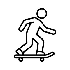 skateboarder silhouette icon, skateboarder silhouette line art - simple line art of skateboarder silhouette, perfect for skateboarder silhouette logos and icons and themed design 