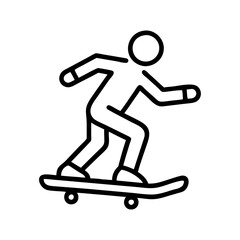 skateboarder silhouette icon, skateboarder silhouette line art - simple line art of skateboarder silhouette, perfect for skateboarder silhouette logos and icons and themed design 