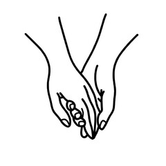 Hands holding Valentines day Hand drawn doodle line art illustration love elements greeting card decoration 