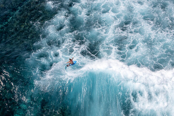 High angle view of people surfing in Bali, Indonesia