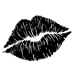 Kiss mark lipstick Valentines day Hand drawn doodle line art illustration love elements greeting card decoration 