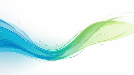 Obraz premium Abstract Blue and Green Waves Flowing on White Background.