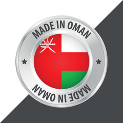 Made in Oman badge logo flag sticker 3d vector illustration isolated on white