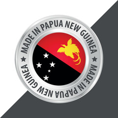 Made in Papua New Guinea badge logo flag sticker 3d vector illustration isolated on white