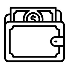 Wallet Vector Line Icon Design