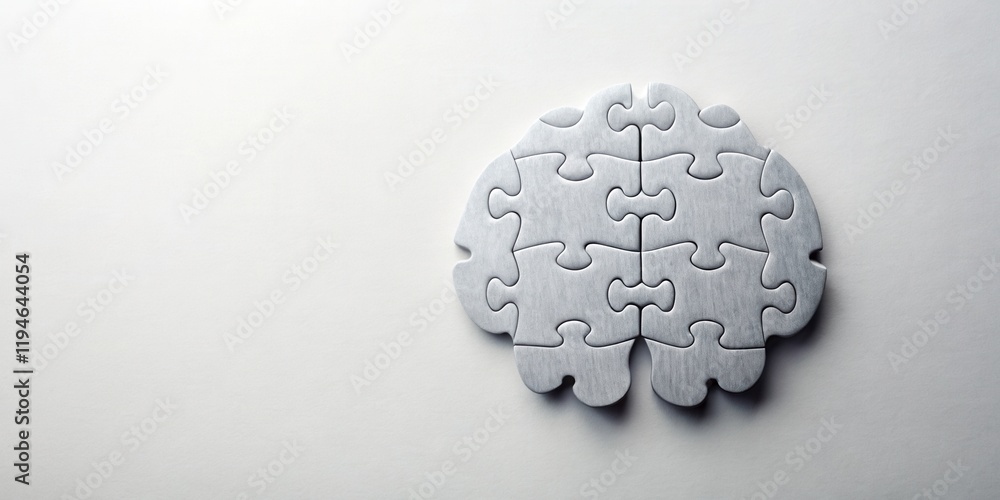 Poster Assembled Brain Puzzle  Concept of Problem Solving and Mental Capacity