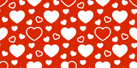 Banner with heart seamless pattern. Valentine's day background