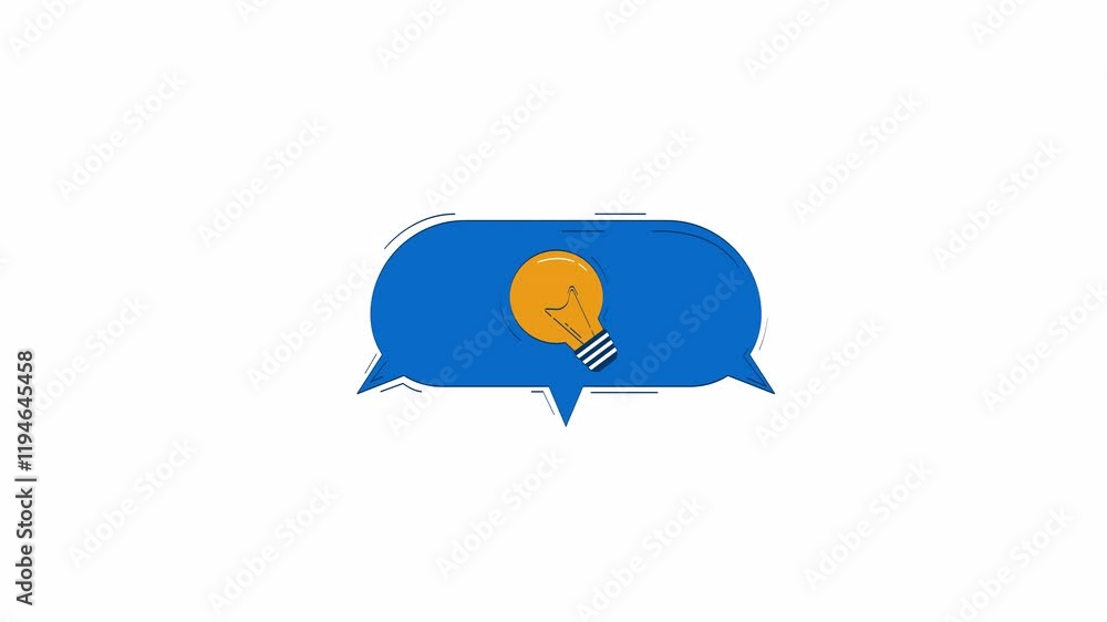 Poster light bulb enclosed within speech bubble hand drawn 2d object animation. creativity, innovation, bri