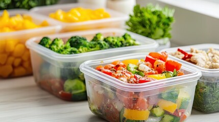 Fresh Meal Prep Containers with Vegetables