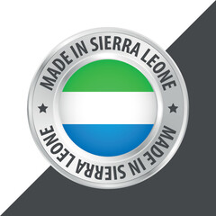 Made in Sierra Leone badge logo flag sticker 3d vector illustration isolated on white