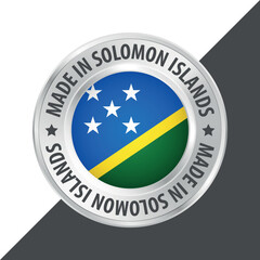 Made in Solomon Islands badge logo flag sticker 3d vector illustration isolated on white