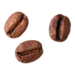 Obraz premium Freshly roasted coffee beans isolated on a transparent background