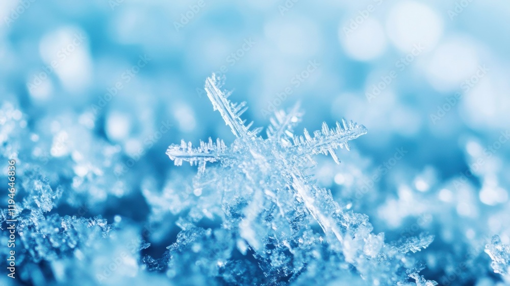 Poster intricate patterns of ice crystals reflect a mesmerizing blend of blues, creating a frozen landscape