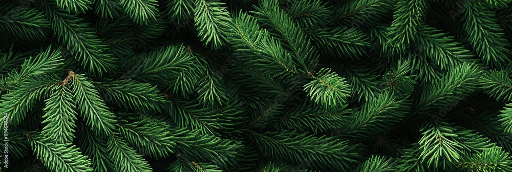 Aufkleber lush green fir branches in 3d render with dense texture and vibrant color for natural landscape back