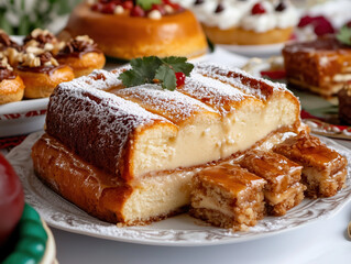 Tres Leches Cake and Flan on a Colorful Celebration Table