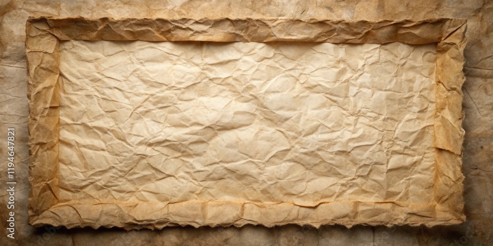Poster aged crumpled paper frame with textured background ideal for vintage designs and antique projects