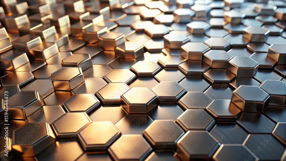 Poster abstract metallic hexagon pattern a textured background of interlocking geometric shapes