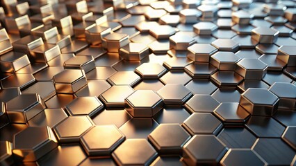 Fototapeta premium Abstract Metallic Hexagon Pattern A Textured Background of Interlocking Geometric Shapes